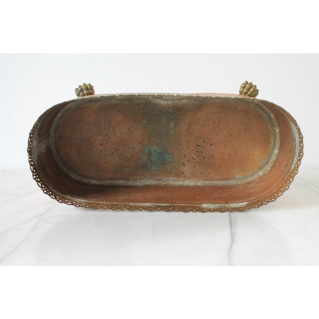 Metal Vintage Oval Copper and Brass Planter or Jardiniere For Sale - Image 7 of 9