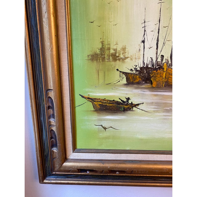 Mid-Century Nautical Oil Framed Painting by Raymond For Sale In Portland, OR - Image 6 of 16