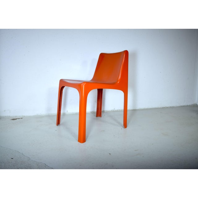 Mid-Century Modern Space Age Italian Orange Chairs, 1960s, Set of 4 For Sale - Image 3 of 14