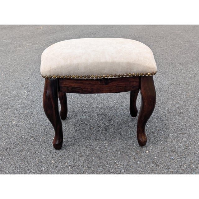 Late 20th Century Late 20th Century French Provincial Style Solid Mahogany Wood Footstool For Sale - Image 5 of 5