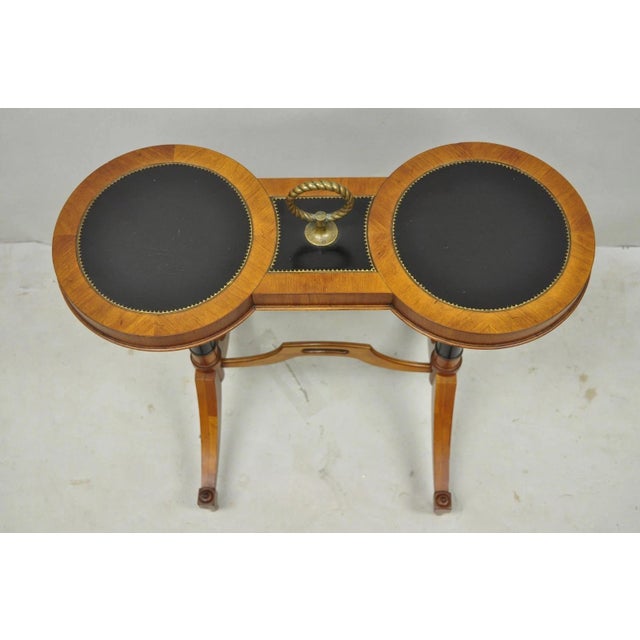 Weiman Vintage Weiman Heiroom French Empire Regency Style Black Leather Top Side Table For Sale - Image 4 of 17