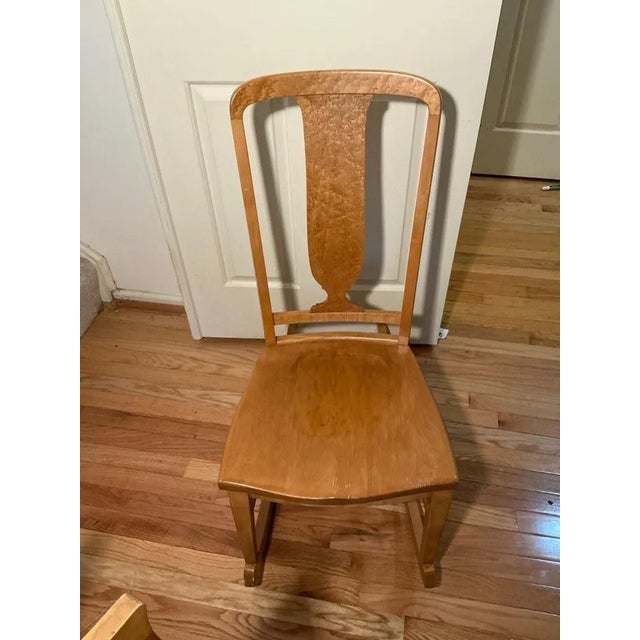 Traditional Antique Tiger Oak Rocking Chair, Side Chair and Accent Table, Set of 3 For Sale - Image 3 of 12