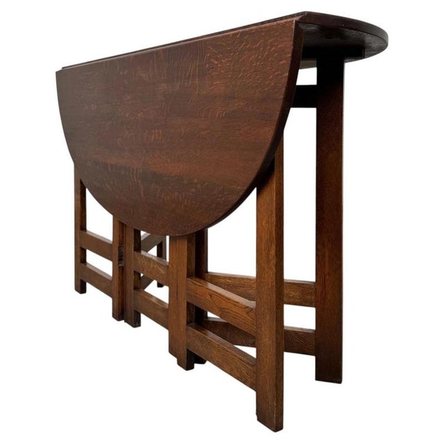 Antique Early 20th Century Arts and Crafts Oak Gateleg Side Table For Sale - Image 6 of 12