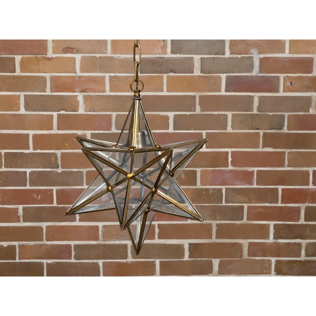 Mid 20th Century Mid Century Modern French Star Glass and Metal Light Fixture with Single Socket For Sale - Image 9 of 12