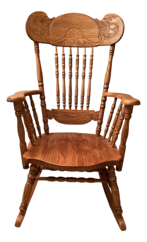 1980s Solid Oak Rocking Chair