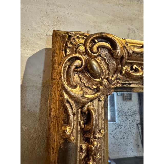 Antique German Gilded Wood and Stucco Rococo Revival Mirror with Original Mercury Glass, 1850 For Sale - Image 11 of 18