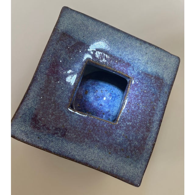 Ceramic Blue Artisan Ceramic Sculpture "Ball Cubed" For Sale - Image 7 of 8