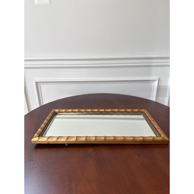 Mid 20th Century Faux Golden Bamboo Framed Mirror For Sale - Image 5 of 10