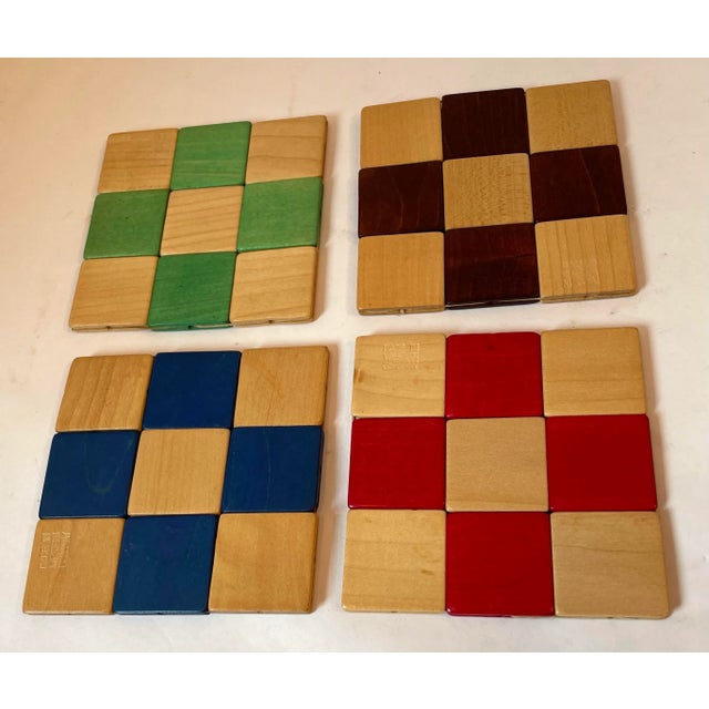 Vintage Wooden Card Theme Coasters - Set of 4 For Sale - Image 9 of 9