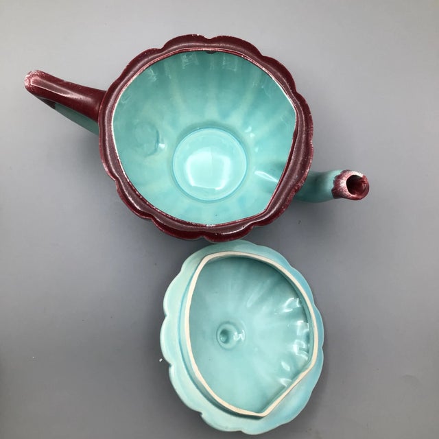 Blue Drip Tea Pot, Cups and Saucers, Plus Sugar Bowl by Allen’s of California - 12 Pieces For Sale - Image 8 of 13