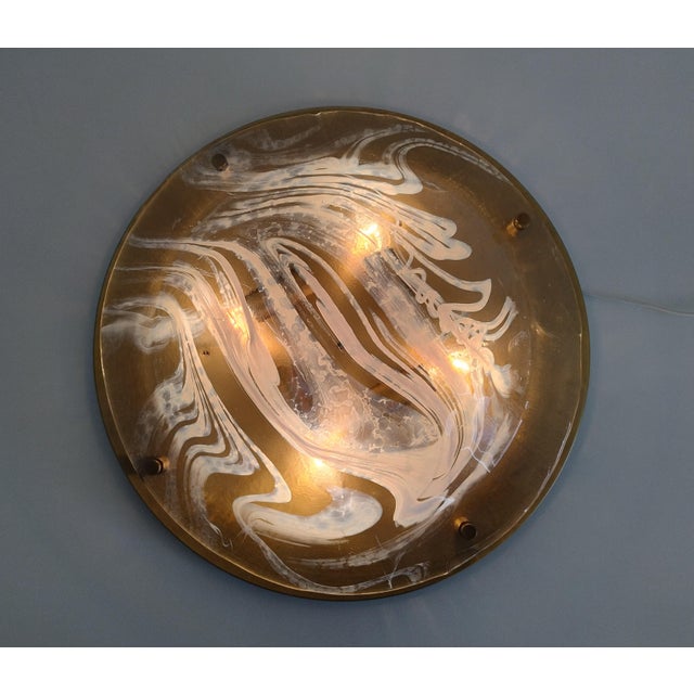Large Flush Mount in Brass and Murano Glass from Hillebrand Lighting, 1970s For Sale - Image 15 of 18