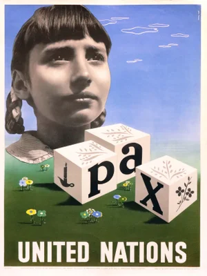 1948 Original United Nations Poster, Department of Public Information, Pax