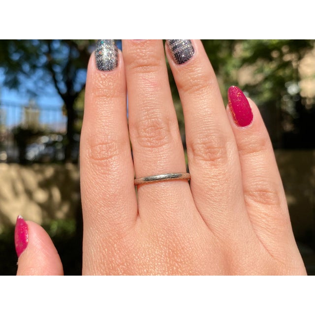 Metal Vintage White Gold Wheat Wedding Band, Size 7.25, Stacking Ring For Sale - Image 7 of 7