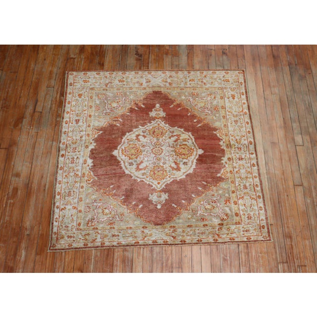 Textile Zabihi Collection Antique Square Turkish Oushak Rug - 4'6" x 4'7" For Sale - Image 7 of 9