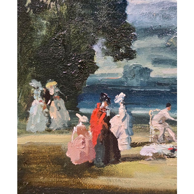 Raoul Millais – Picnic by the Lake – British Fête Galante Oil Painting For Sale In Los Angeles - Image 6 of 13