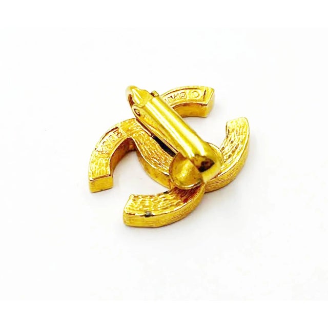 Contemporary Chanel Vintage Gold Plated CC Crystal Clip on Earrings - 2 Pieces For Sale - Image 3 of 3