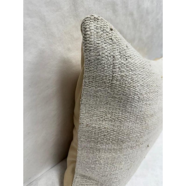 Contemporary Turkish Hemp Pillow Cushion Natural Cream Pillow Cushion Cover 16" x 24" For Sale - Image 3 of 4