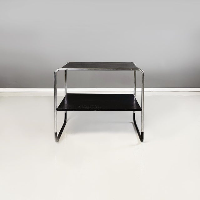German modern Black wood and steel Coffee table by Arnold Bauhaus Collection, 1980s Coffee or side table with double...
