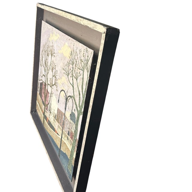 Mid-Century Modern Norbert Smith Impasto Architectural Landscape Cityscape Painting. This striking, large-scale mid-...
