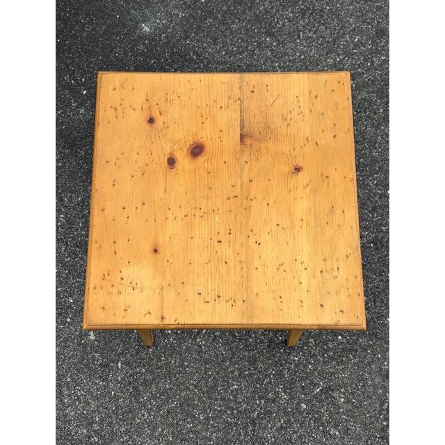 20th C. Shaker Crafted Mustard Yellow Accessory Table - Artisan and Heavily Detailed For Sale - Image 4 of 9