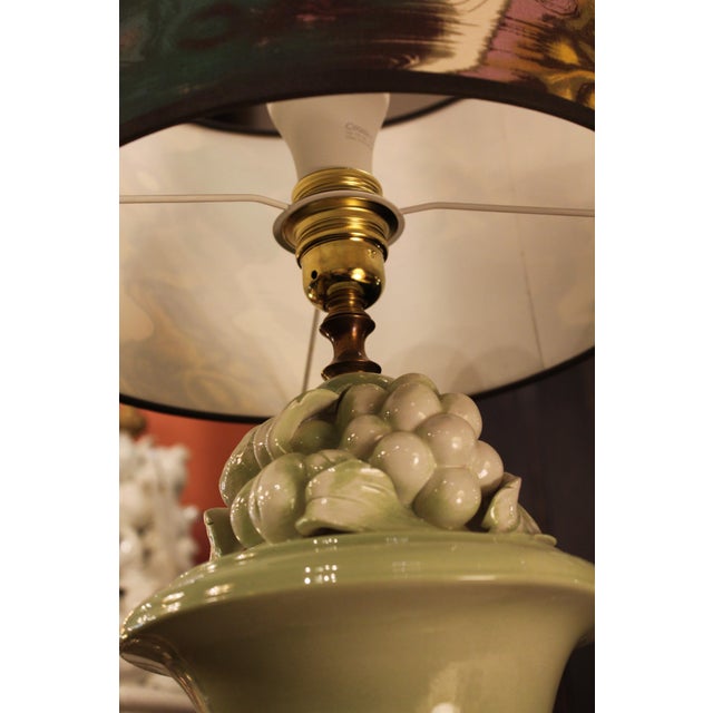 Table Lamp with Green Fruits from Manises, 1950s For Sale - Image 4 of 5