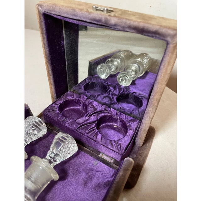 Pair of Antique Crystal Perfume Scent Bottle in Fitted Velour Display Case Box For Sale In New York - Image 6 of 12