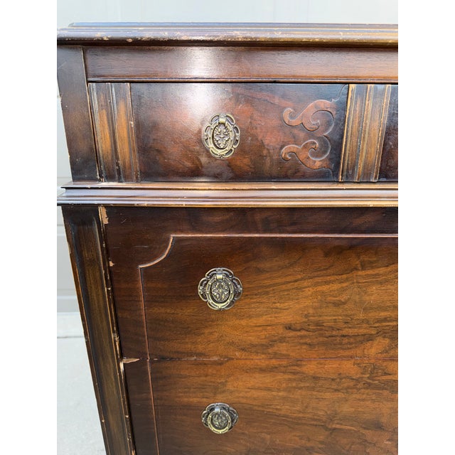 Vintage 1925 John Widdicomb French Provincial Burl Walnut 4-Drawer Lowboy Commode Chest - Grand Rapids Provenance This...