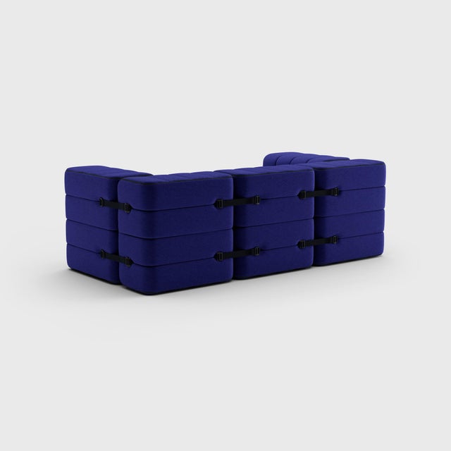 Contemporary Curt Modular Set - Flexible 2-Seater with Armrests - Jet - 9605 (Blue) by Ambivalenz, Set of 7 For Sale - Image 3 of 5