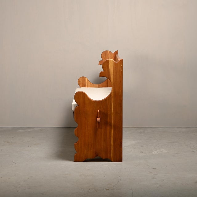 Wood Scandinavian Hall Bench in Oak and Bouclé Cushion in the style of Henning Kjærnulf, 1960s For Sale - Image 7 of 16