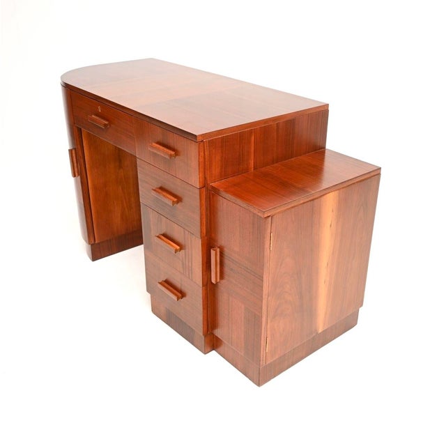 Wood Art Deco Figured Walnut Desk, 1930 For Sale - Image 7 of 16