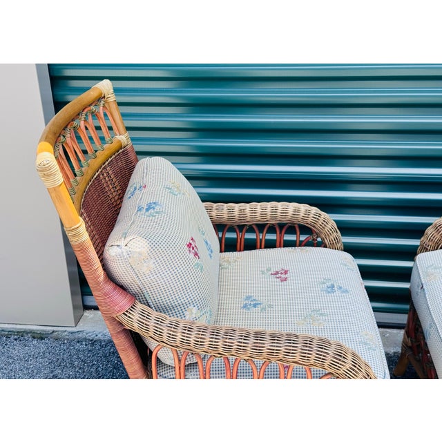 Braxton Culler Vintage 1980s Braxton Culler Style Rattan Lounge Chairs, a Pair For Sale - Image 4 of 12