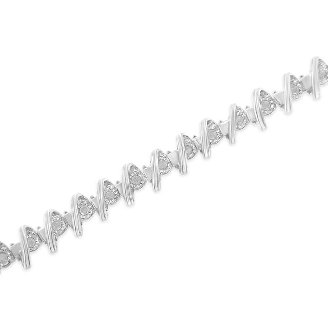 .925 Sterling Silver 1/2 Cttw Diamond Miracle-Set 7" Tennis Bracelet (I-J Color, I3 Clarity) For Sale - Image 4 of 7