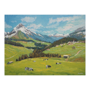 Original Oil Landscape of Albes Mountain