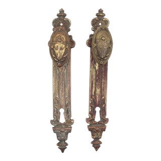 Antique Bronze Oval French Dummy Door Knob Set For Sale