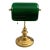 Vintage Brass Bankers Desk Lamp With Emerald Green Glass Shade For Sale