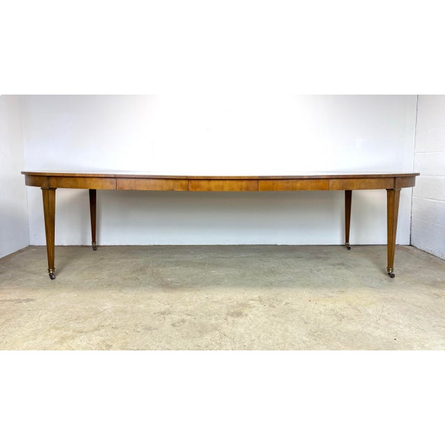 Baker Furniture Company Mid Century Era Regency Federal Style Oval Walnut Dining Table by Baker Furniture For Sale - Image 4 of 12