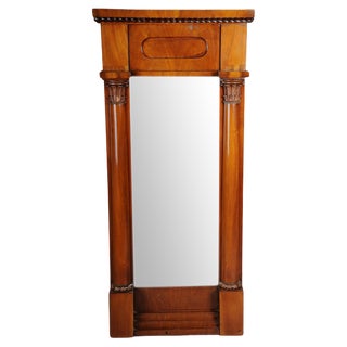 Biedermeier Wall Mirror in Oak & Mahogany, 1840s For Sale