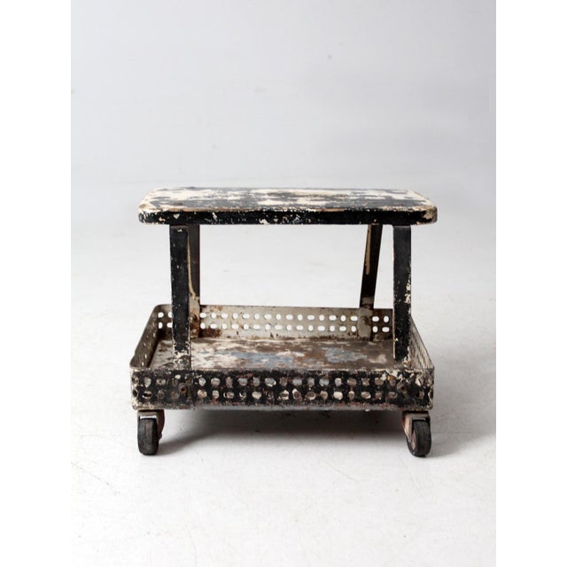 Mid-Century Industrial Rolling Cart Stool For Sale - Image 11 of 18