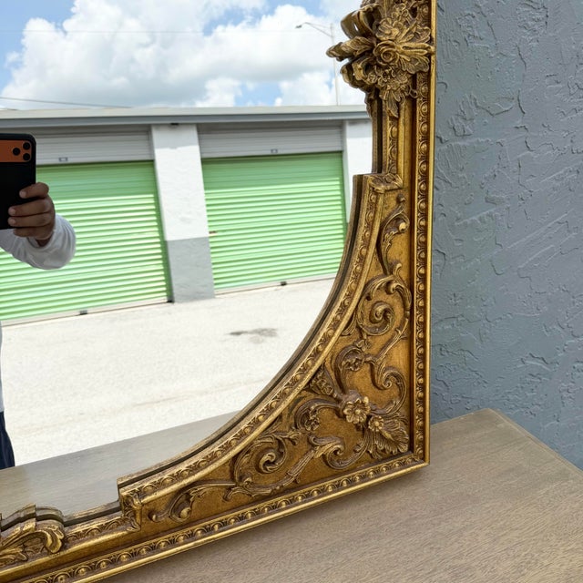Vintage Rococo Style Gold Wooden Mirror For Sale - Image 9 of 10