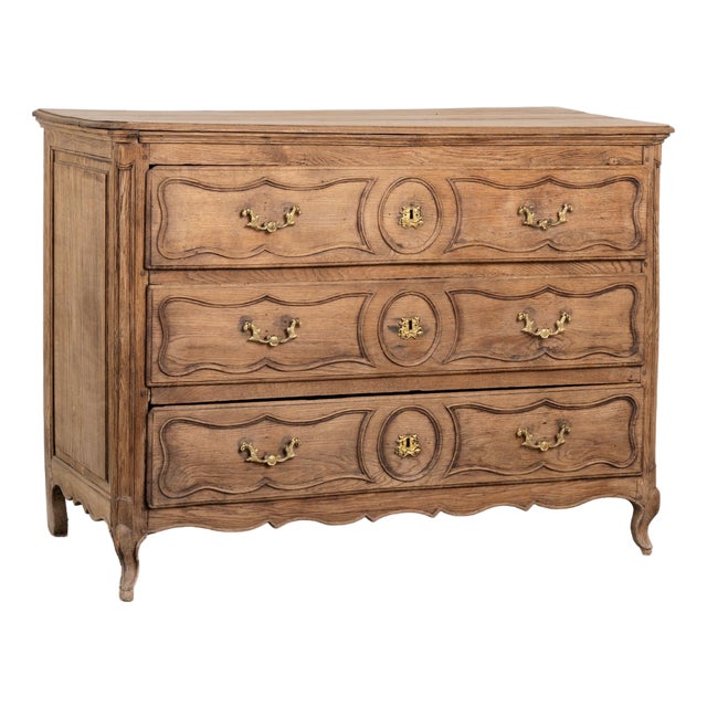 18th Century French Bleached Oak Chest of Three Drawers For Sale