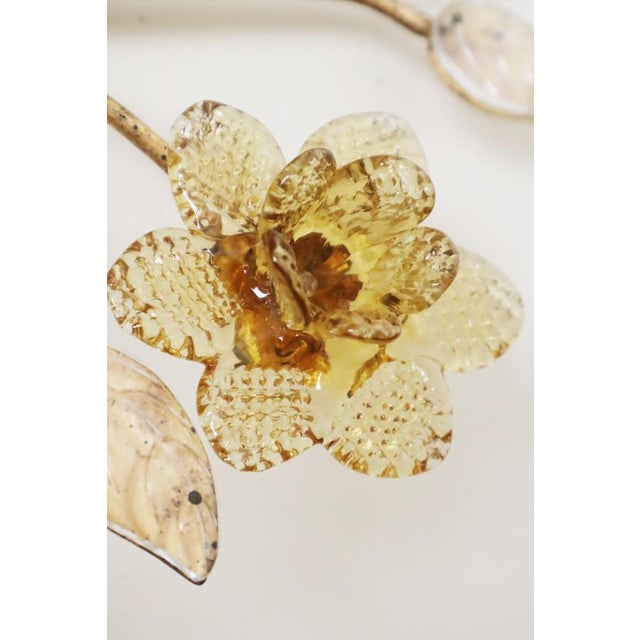 Golden Wall Lamps with Daffodil Flowers Made of Murano Glass, 1960s, Set of 2 For Sale - Image 6 of 12