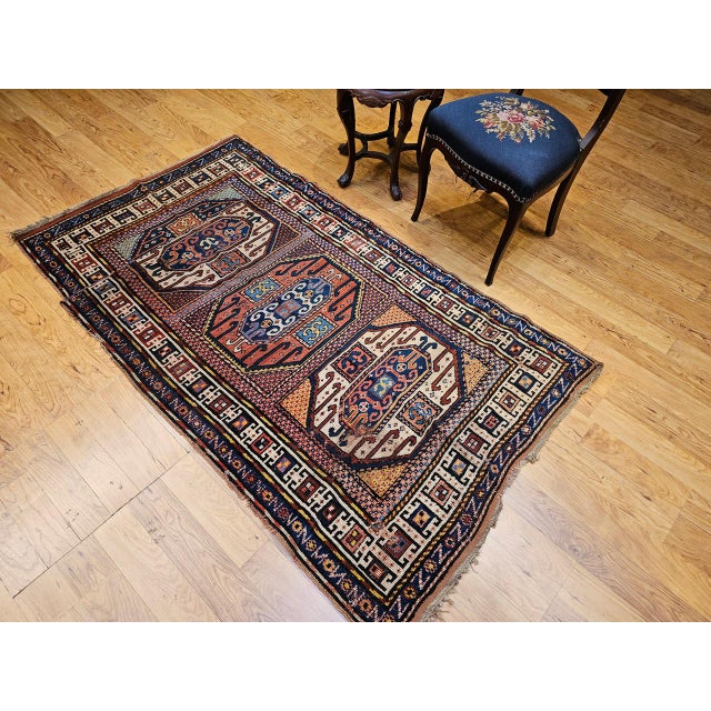 Antique Karachov Kazak Area Rug, Hand-Knotted Wool, Caucasus, 1800s, 4' x 7' For Sale - Image 16 of 16
