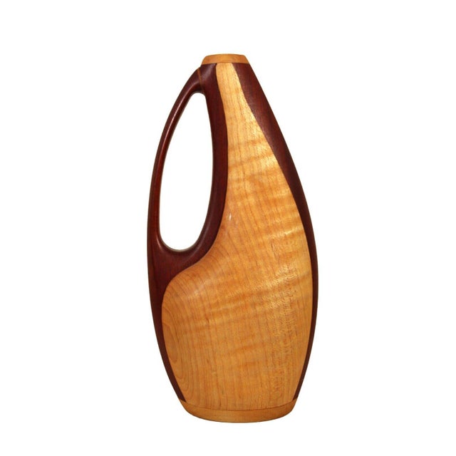 Mid Century Modern Walnut, Maple, and Purple Heart Wood Vessel Signed by Artist Chairish