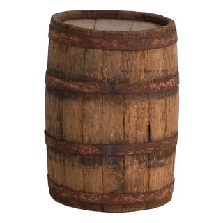 Antique Wooden Barrel with Iron Hoops, Hungary, 1930 For Sale