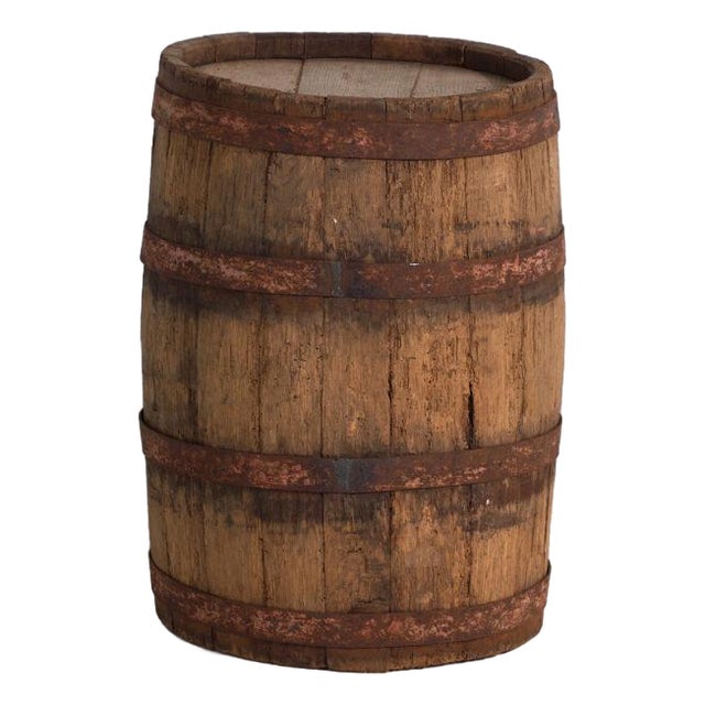 Antique Wooden Barrel with Iron Hoops, Hungary, 1930 For Sale