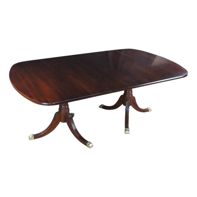 Attributed Williams Sonoma Home Regency Style Cherry Double Pedestal Dining Room Table For Sale