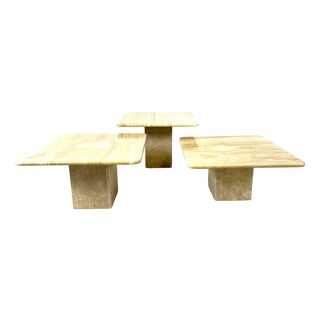 Vintage Travertine Nesting or Side Tables, 1970s, Set of 3 For Sale