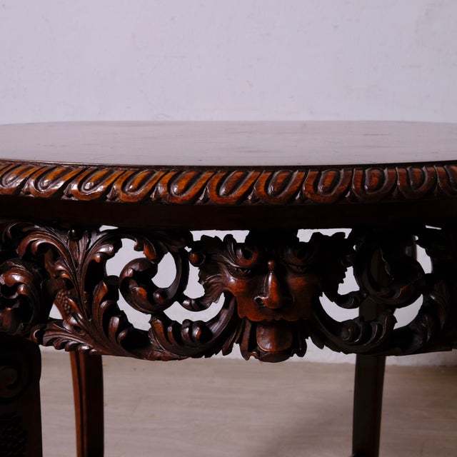 Brown Antique Late 19th Century Carved Wooden Coffee Table, 1890s For Sale - Image 8 of 16