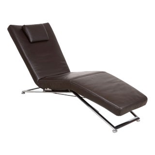 Koinor Jeremiah Lounger, Leather, Brown Chrome, Manual Function, Including Headrest. For Sale