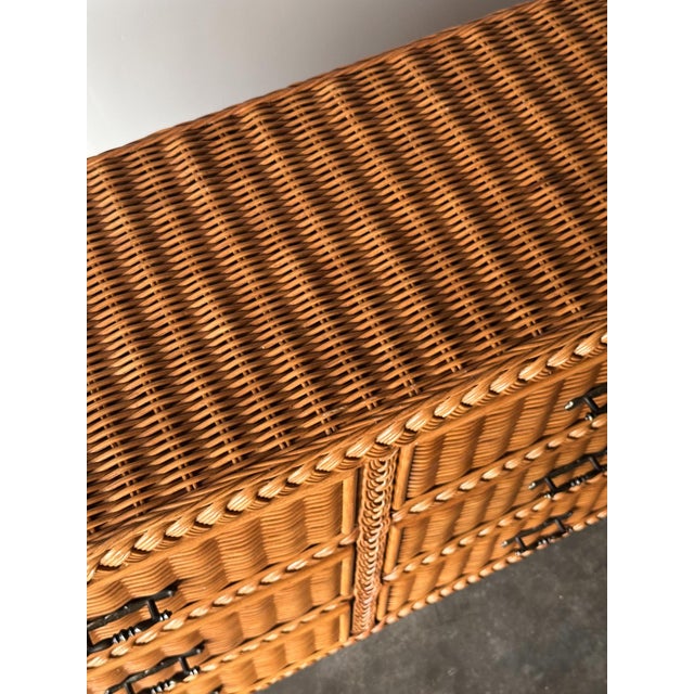 Woven Wicker Six-Drawer Dresser With Braided Rope Trim, 1980s For Sale - Image 15 of 18